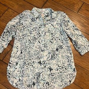 Chico's Button Down Shirt in Blue and Black Pattern